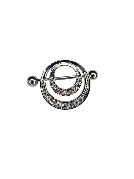 Nipple shield with Double Hoops and Pave Gems