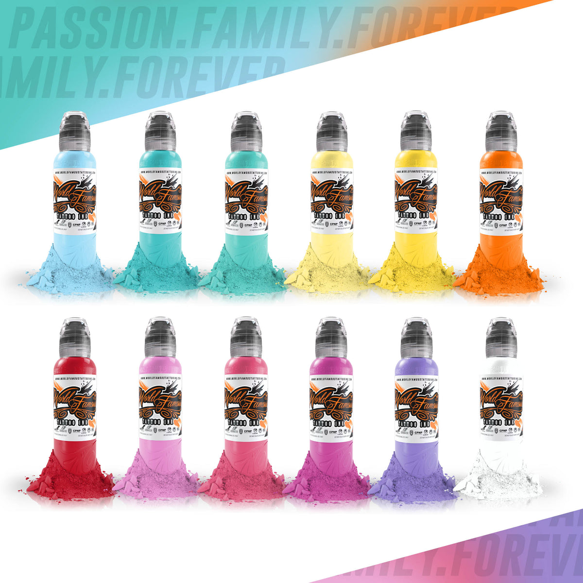 World Famous Color Set Tattoo Ink, Vegan and Professional Ink, Made in USA,  16 Color Set (Set of 16)